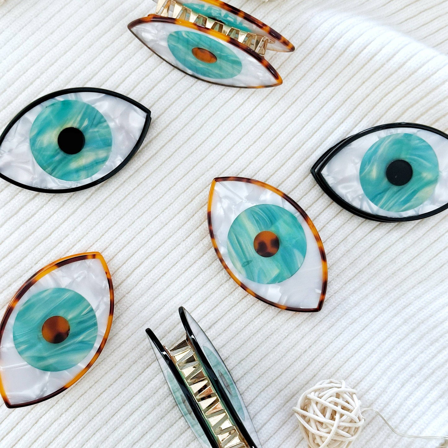 Evil Eye Hair Claw Clip, Acetate Hair Clip, Hair Accessories: Brown