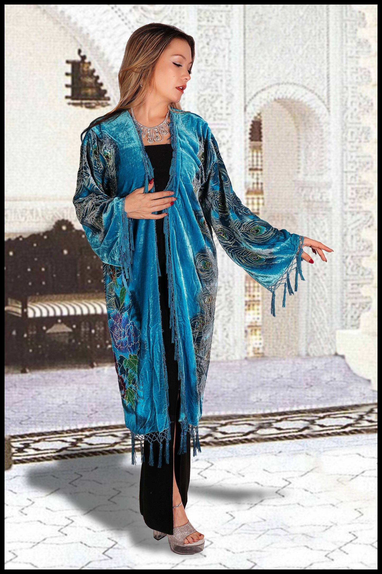 Velvet Peacock Jacket: Black