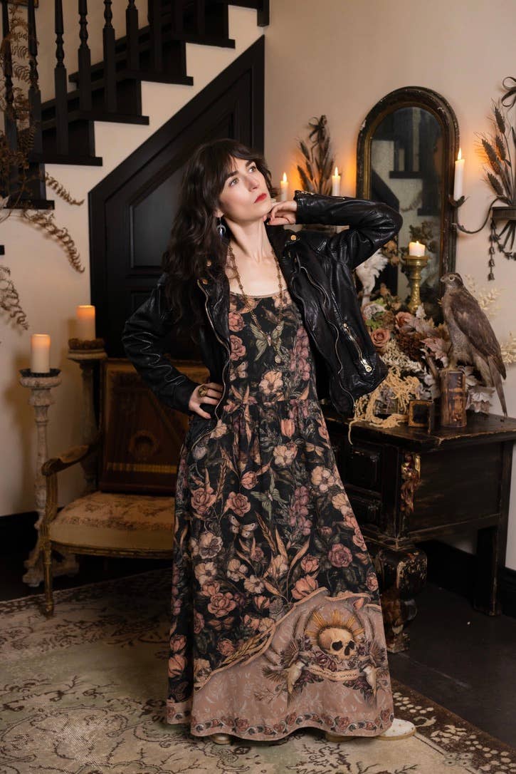 Momento Bohéme Long Maxi Slip Dress w/ Starling & Skull: S/M (fits approx. size 6-10)