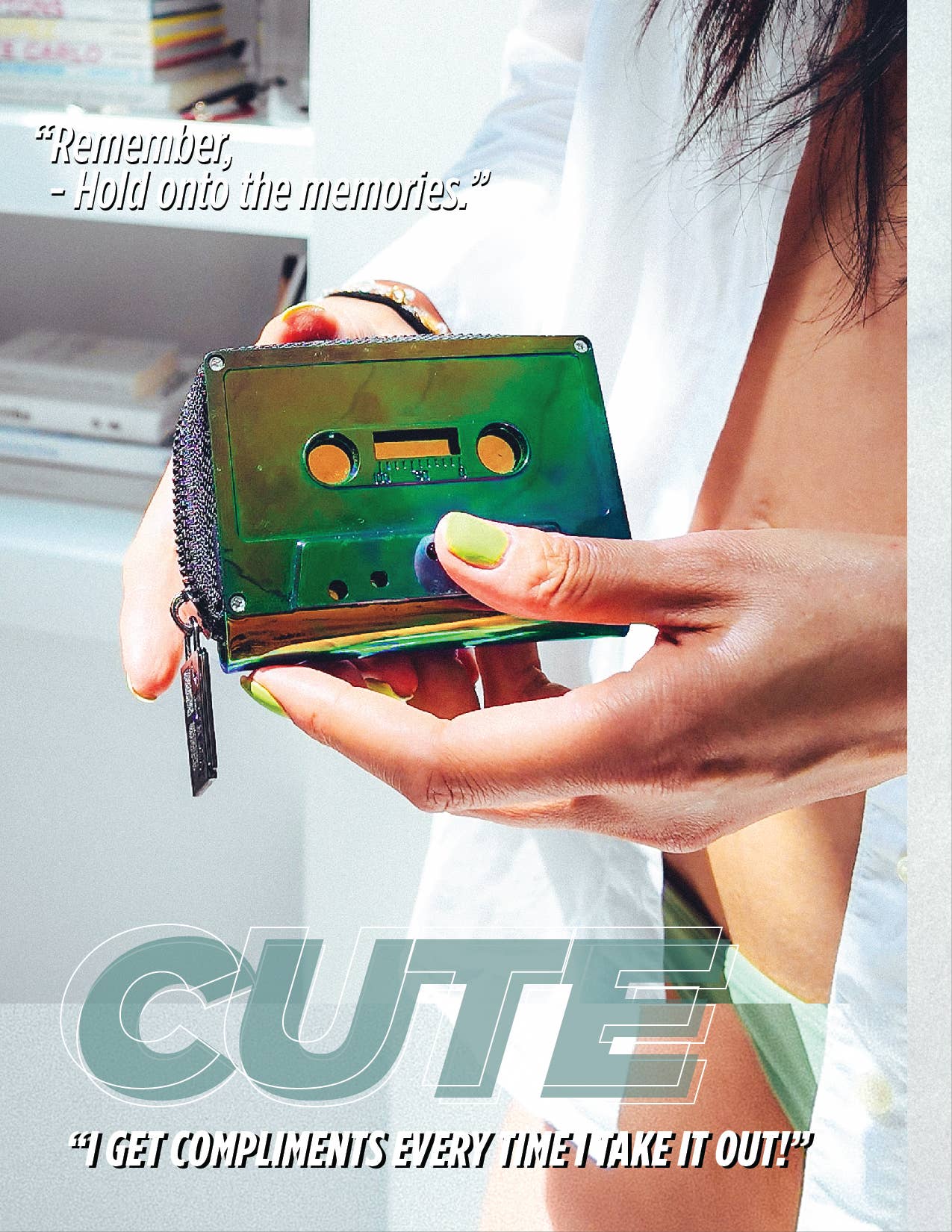 70270 Small Womens Cute Wallet Retro 80 Cassette Tape Purple