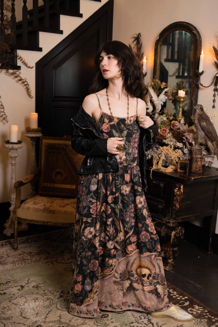 Momento Bohéme Long Maxi Slip Dress w/ Starling & Skull: S/M (fits approx. size 6-10)