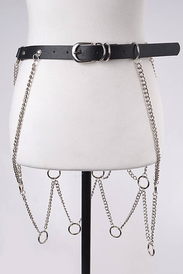 Chain Skirt Belt TT8341: Black Silver