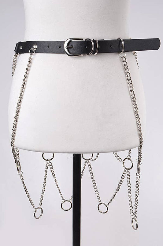 Chain Skirt Belt TT8341: Black Silver