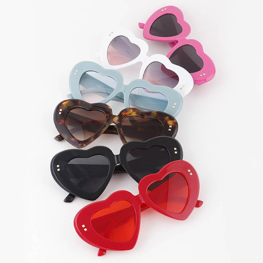 Bolted Heart Frame Sunglasses: Multicolor