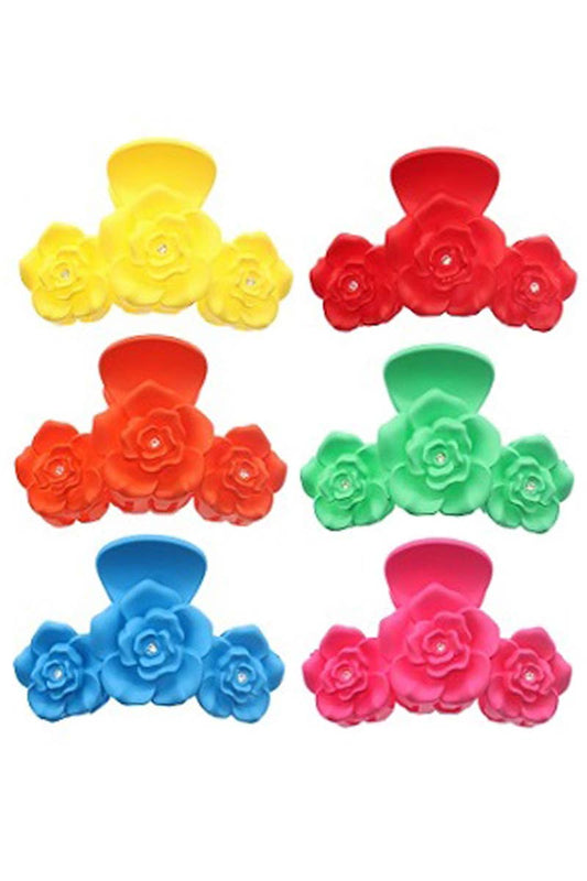 Matte Rose Blossom Plastic Clip Y2K Hair Claw