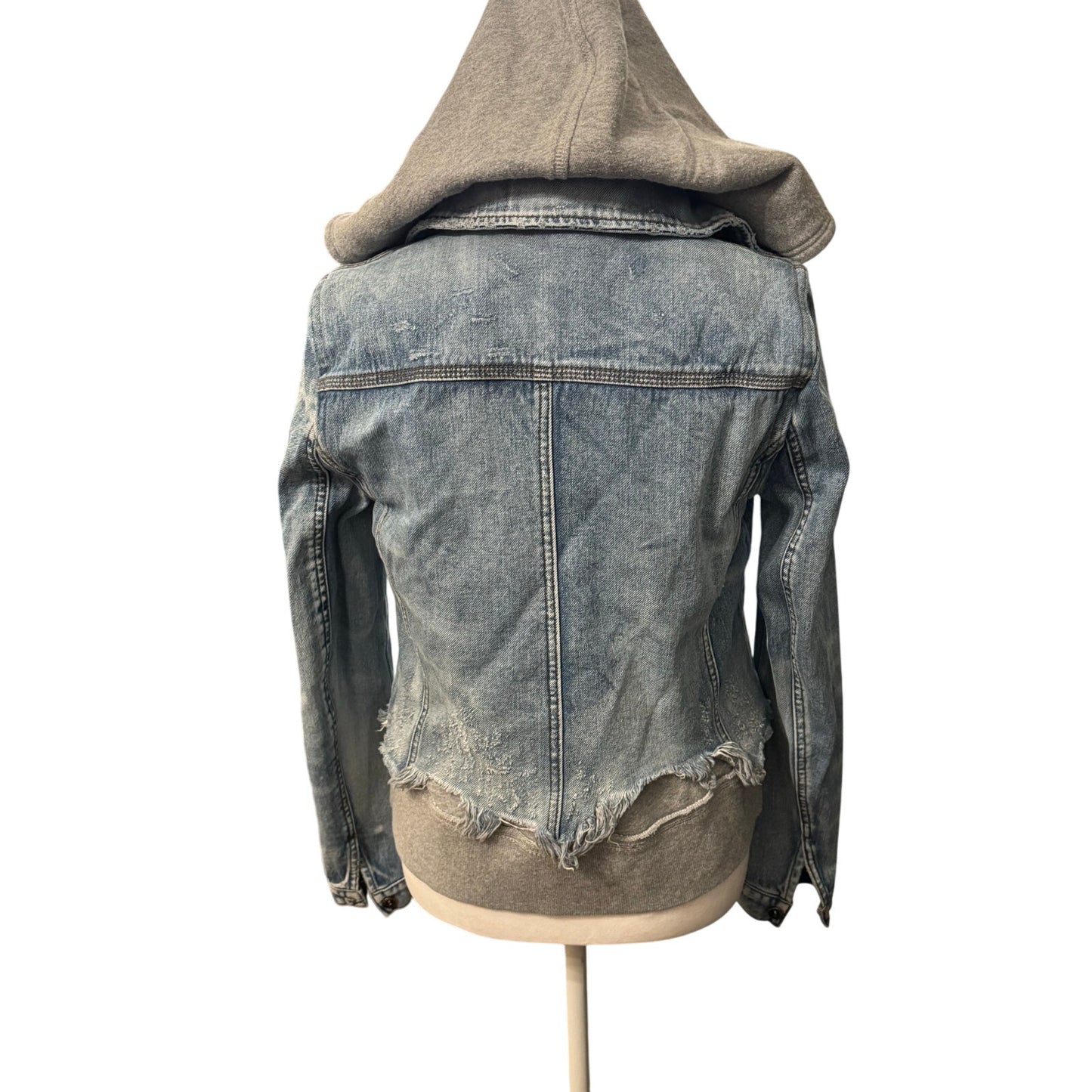 Free People Super Distressed Denim Hooded jacket Size S