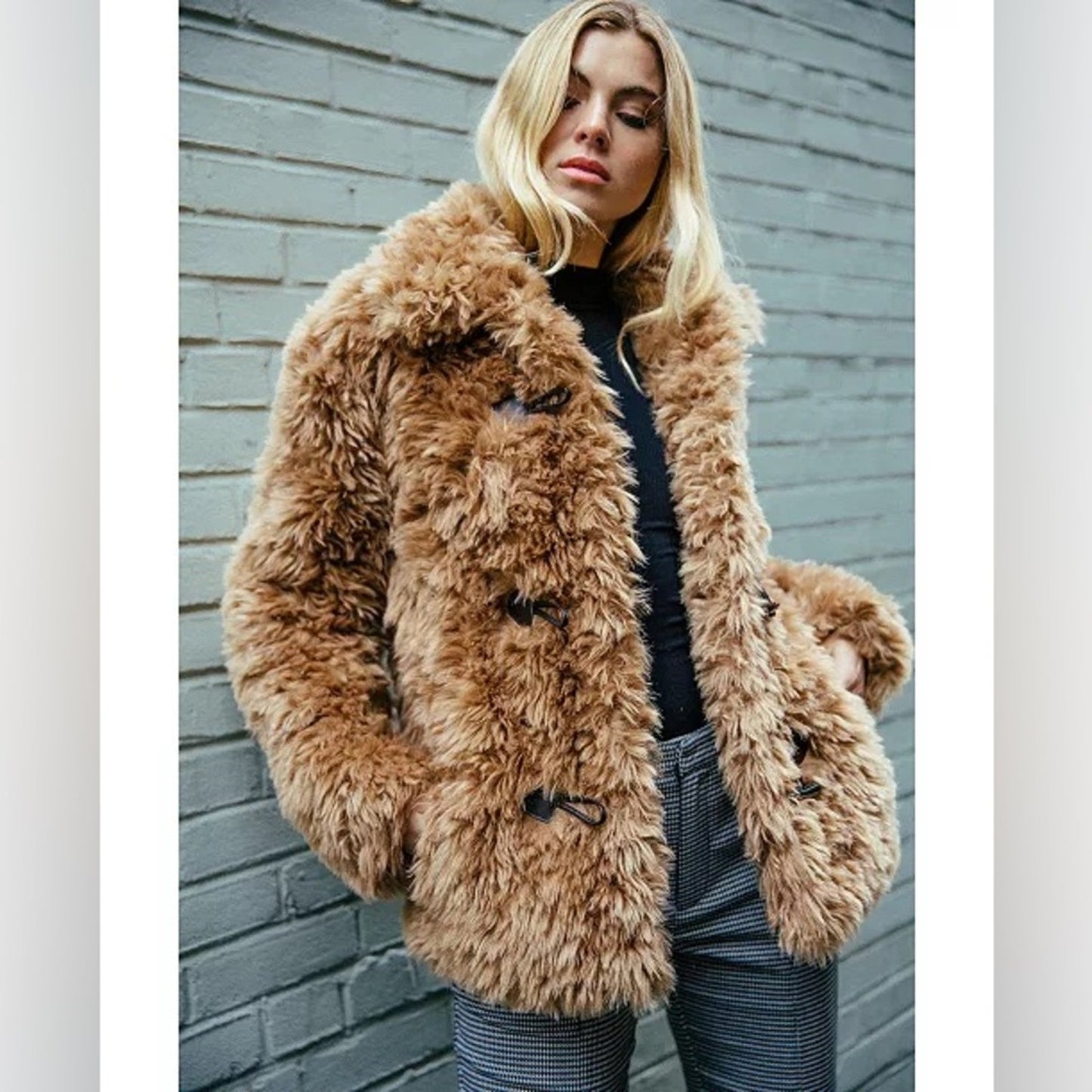 Avec Les Filles Faux Fur Teddy Monster Toggle Coat M
