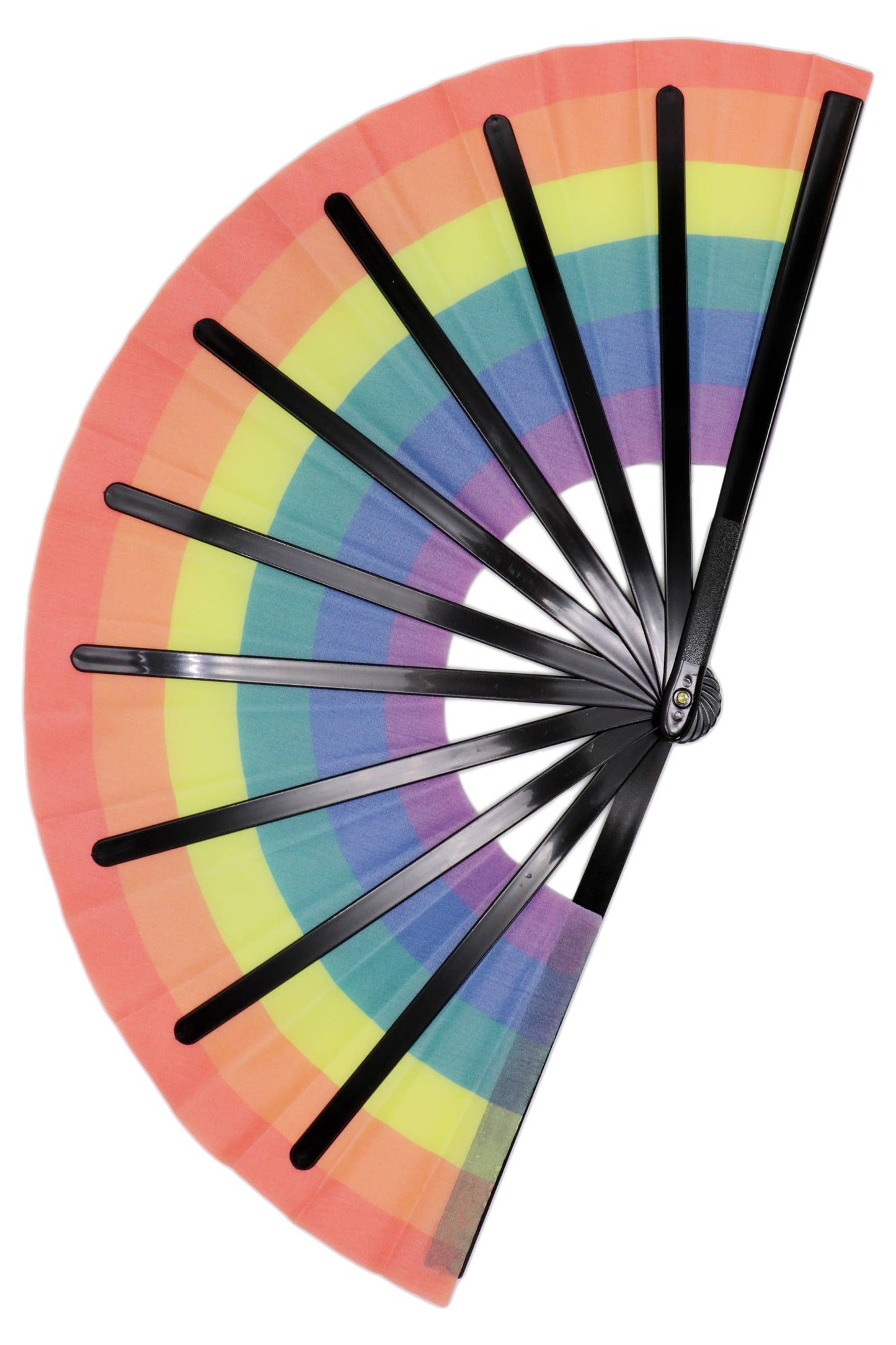Large Rainbow Pride Handheld Folding Fan - 13 Inch