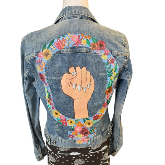 Unique Handpainted Denim Jean Jacket Size 4