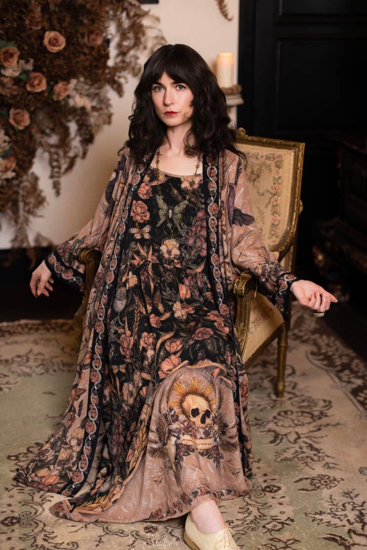Momento Bohéme Long Maxi Slip Dress w/ Starling & Skull: S/M (fits approx. size 6-10)
