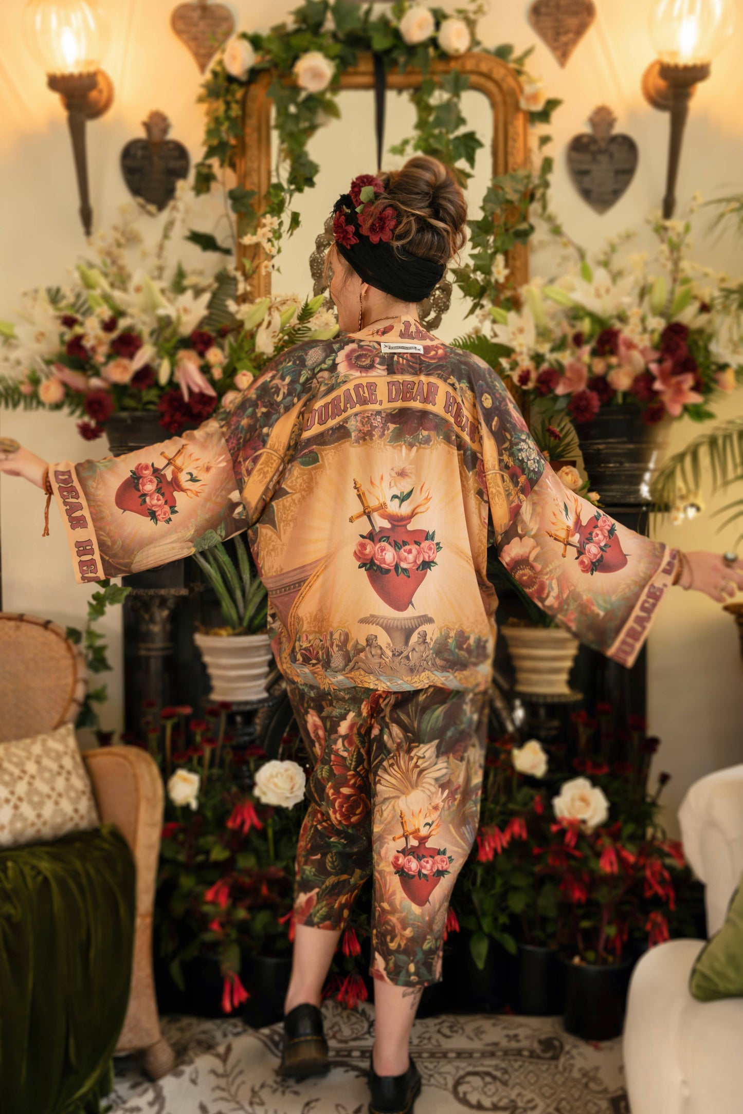 Courage Dear Heart Pixie Duster Crop Kimono w/ Sacred Heart