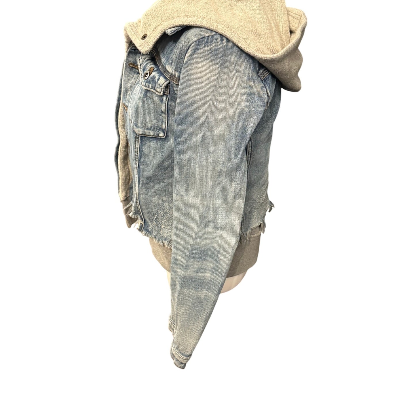 Free People Super Distressed Denim Hooded jacket Size S