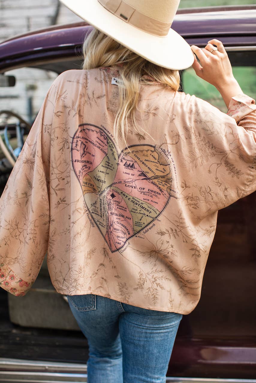 Map of My Heart Pixie Duster Cropped Kimono w/ Heart