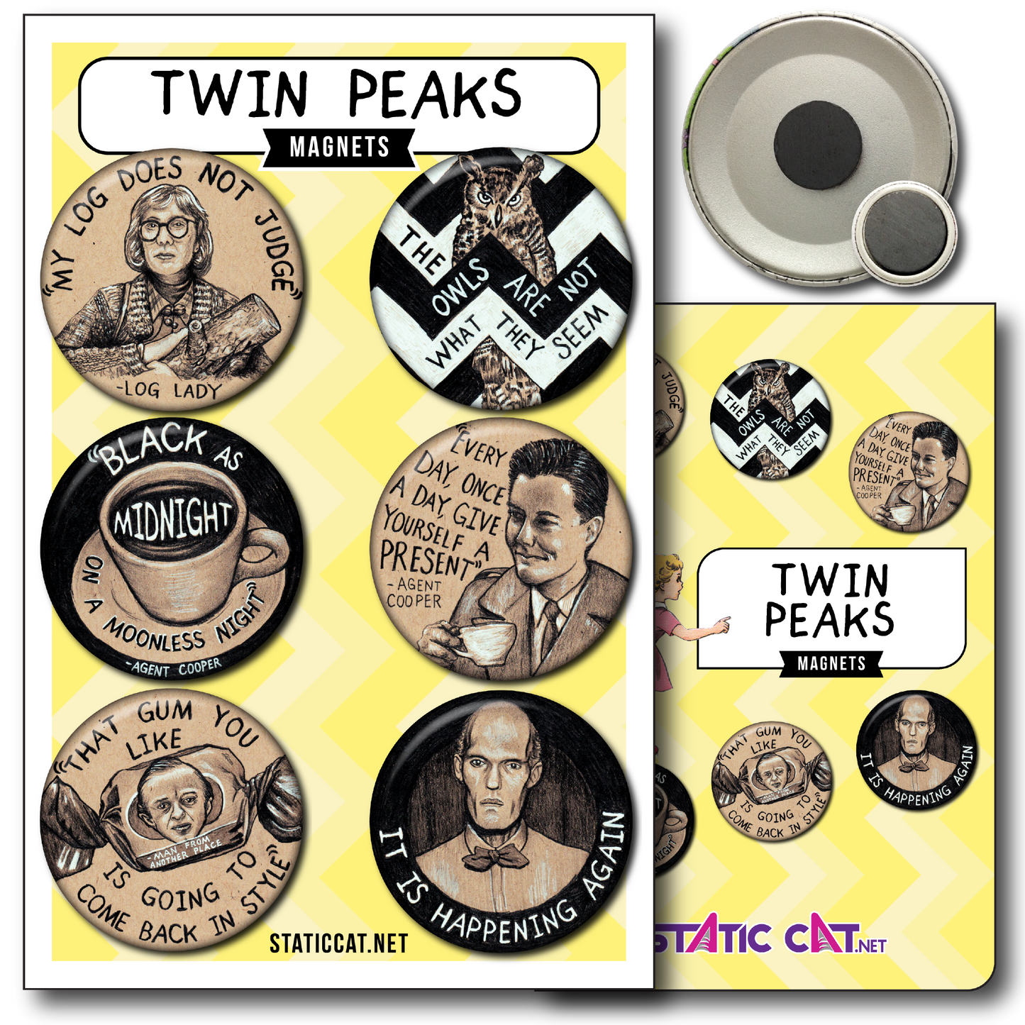 Twin Peaks (6-Pack) - Magnets: Small 6-pack magnets