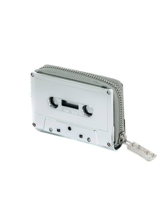 70262: Retro Cassette Mixtape Wallet | Silver Chrome