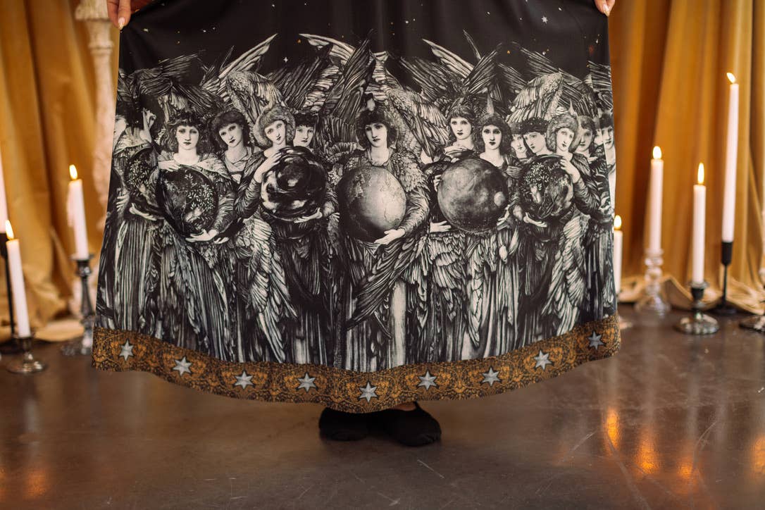 The Guardians Bohéme Slip Maxi Dress w/ angels, moon & stars: S/M (fits approx. size 6-10)