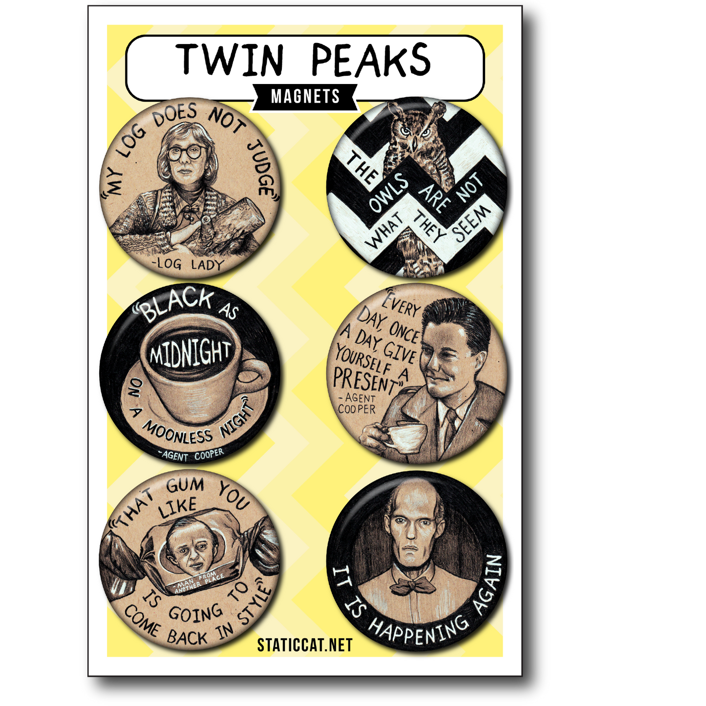 Twin Peaks (6-Pack) - Magnets: Small 6-pack magnets