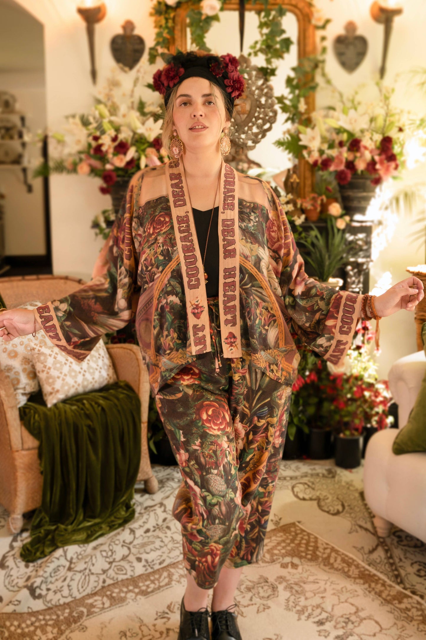 Courage Dear Heart Pixie Duster Crop Kimono w/ Sacred Heart