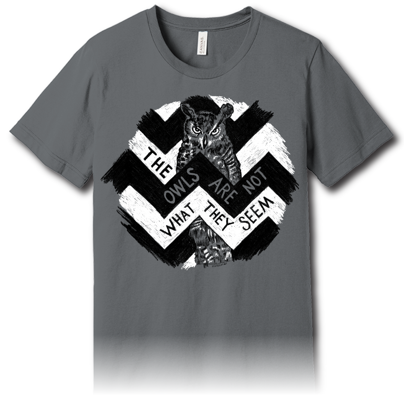 The Owls Are Not What They Seem (Twin Peaks) – Unisex Tee: Storm Grey / M
