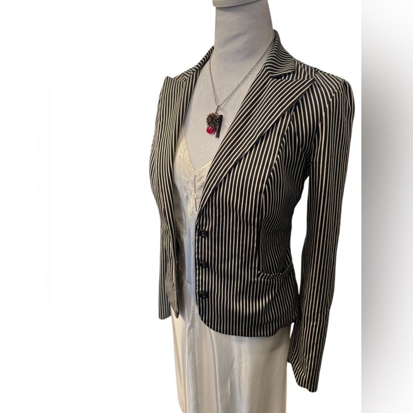 Betsey Johnson Y2K Era striped Nautical Blazer Size 4
