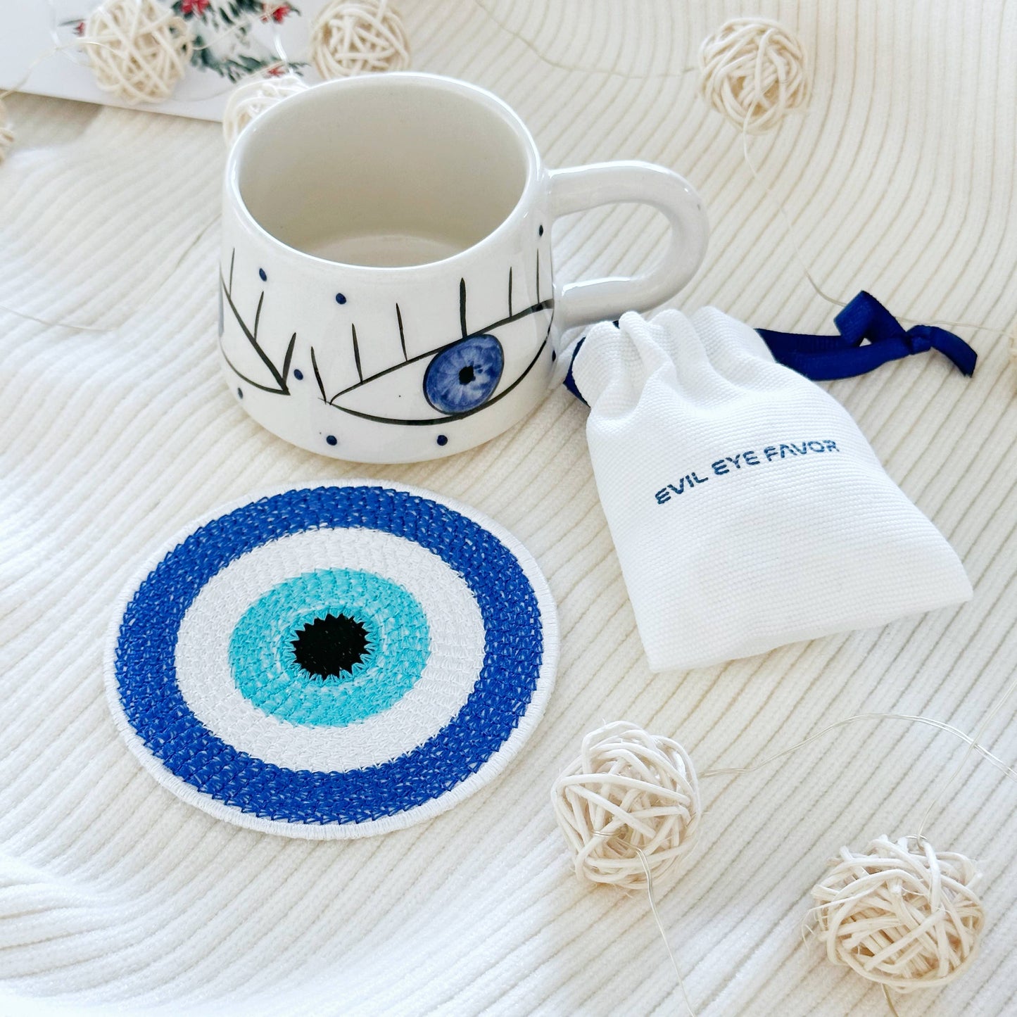 Handmade Evil Eye Coffee Mug, Hygee Self Care Gift: Only Mug