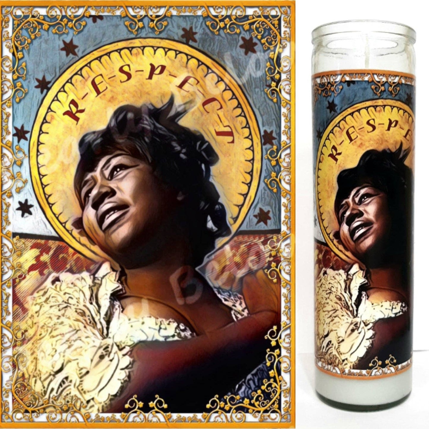 Celebrity Prayer Candle STICKER ONLY, Iconic Saints: St Whitney Houston