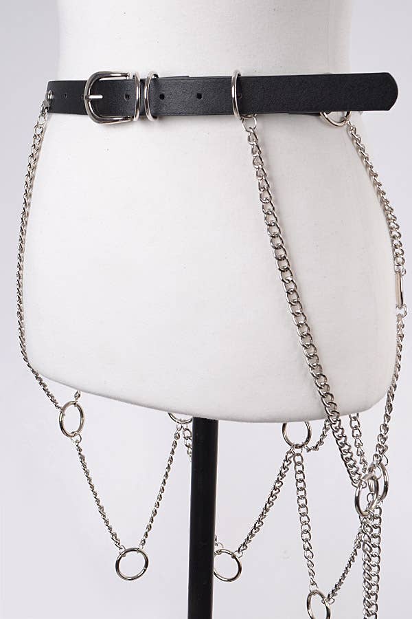 Chain Skirt Belt TT8341: Black Silver