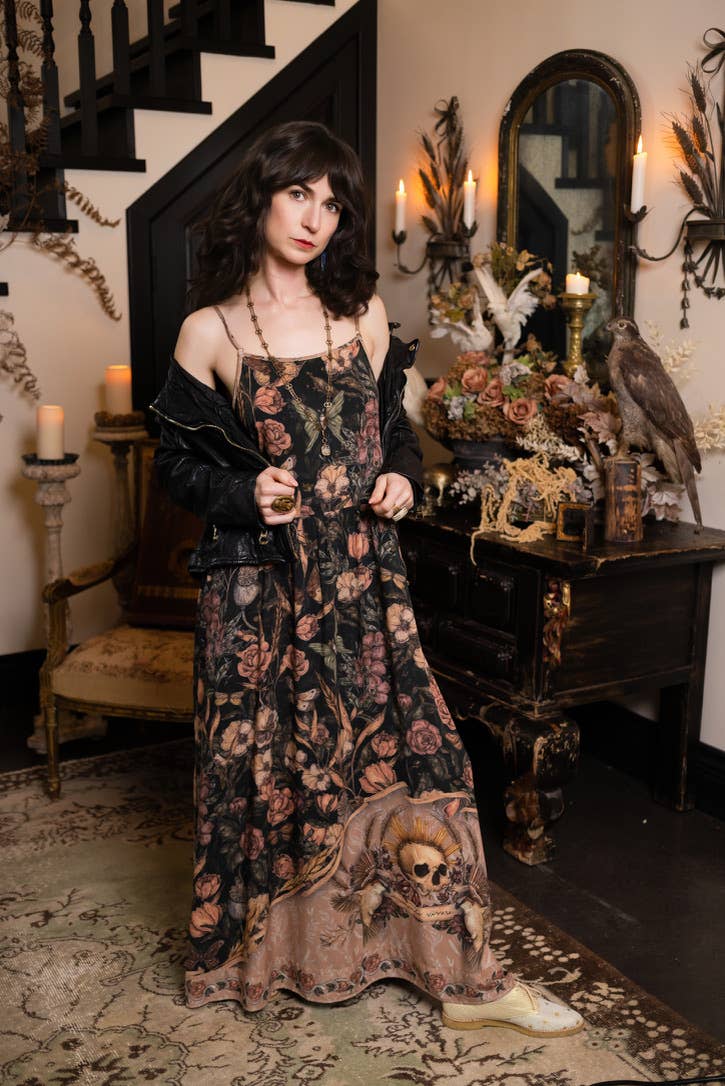Momento Bohéme Long Maxi Slip Dress w/ Starling & Skull: S/M (fits approx. size 6-10)