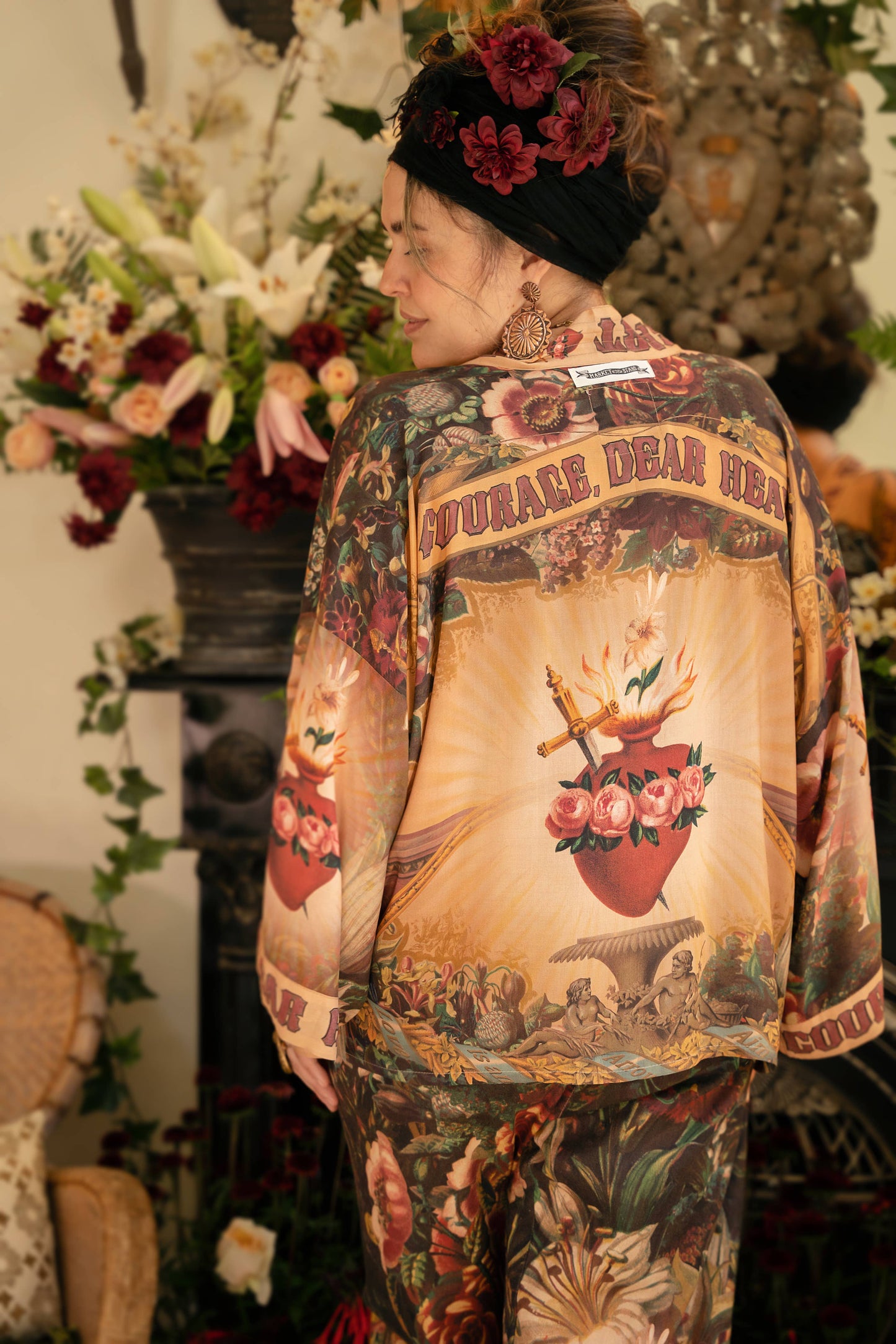Courage Dear Heart Pixie Duster Crop Kimono w/ Sacred Heart