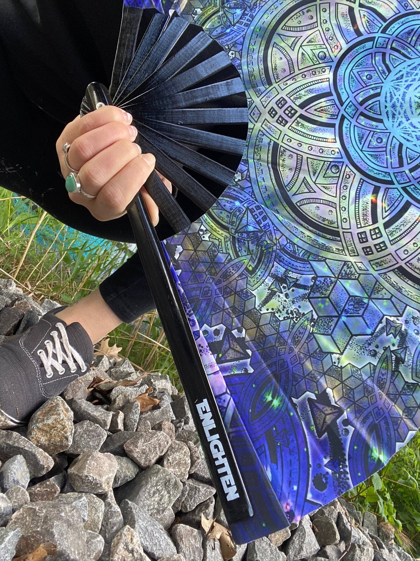 Botanical Omniscience Sacred Geometry Hand Fan – UV Reactive