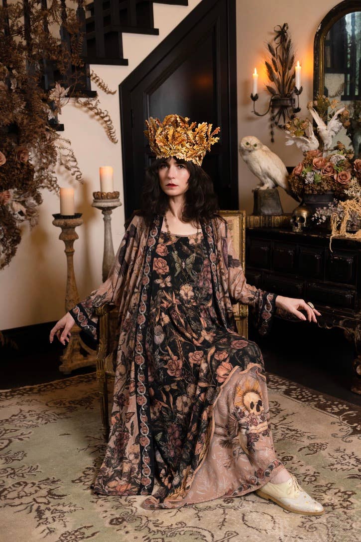 Momento Bohéme Long Maxi Slip Dress w/ Starling & Skull: S/M (fits approx. size 6-10)