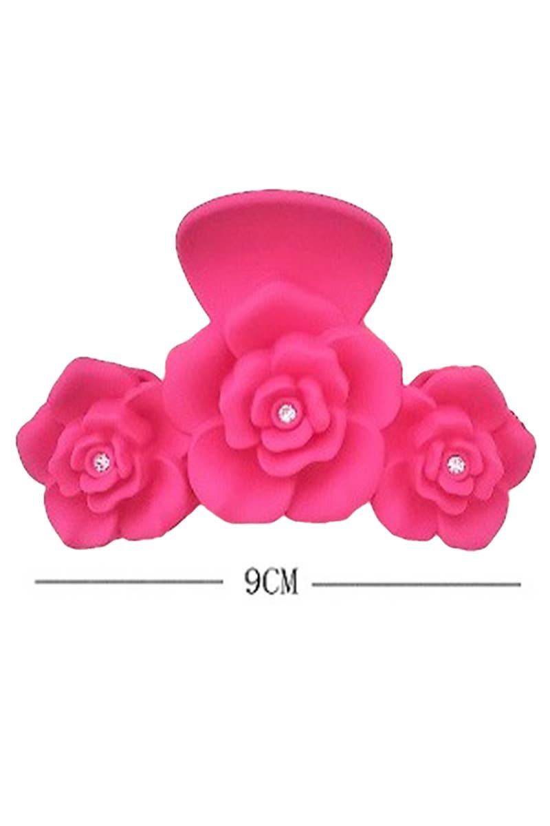 Matte Rose Blossom Plastic Clip Y2K Hair Claw