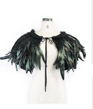 CA11 - Gothic Dark Green Feather cape