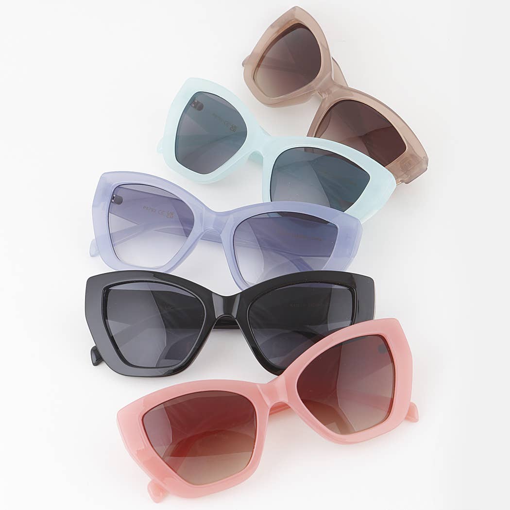 Bright Wide Cateye Sunglasses: MIX