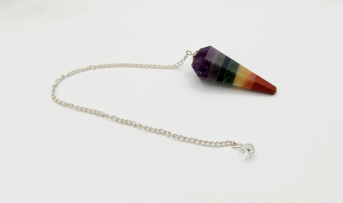 Seven Chakra Pendulum w/Silver Color Chain