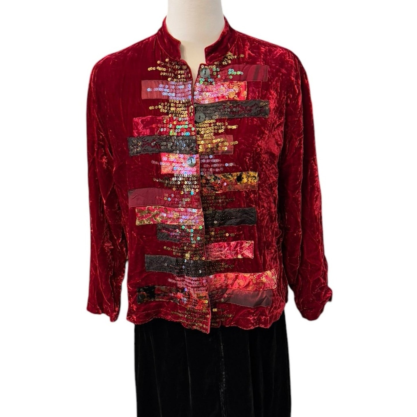 Chicos Vintage crushed Velvet Jacket with sequins