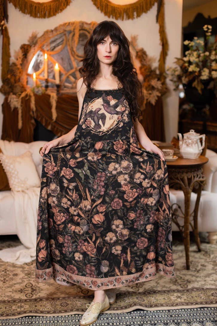 Momento Bohéme Long Maxi Slip Dress w/ Starling & Skull: S/M (fits approx. size 6-10)