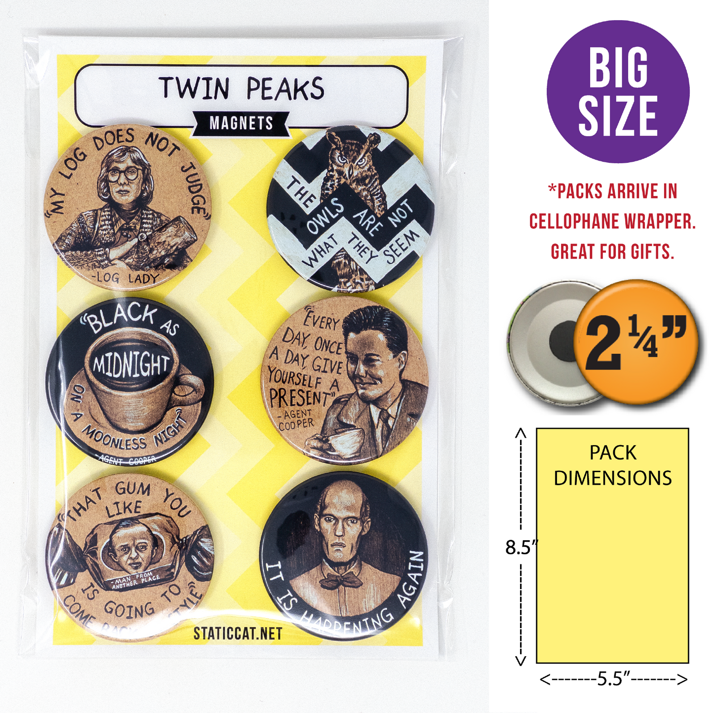 Twin Peaks (6-Pack) - Magnets: Small 6-pack magnets