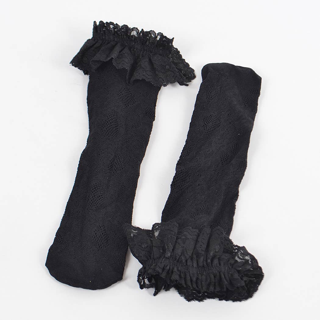 Laced Floral Mesh Socks: BK