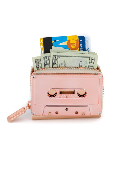 70264: Retro Cassette Wallet | Rose Gold Chrome