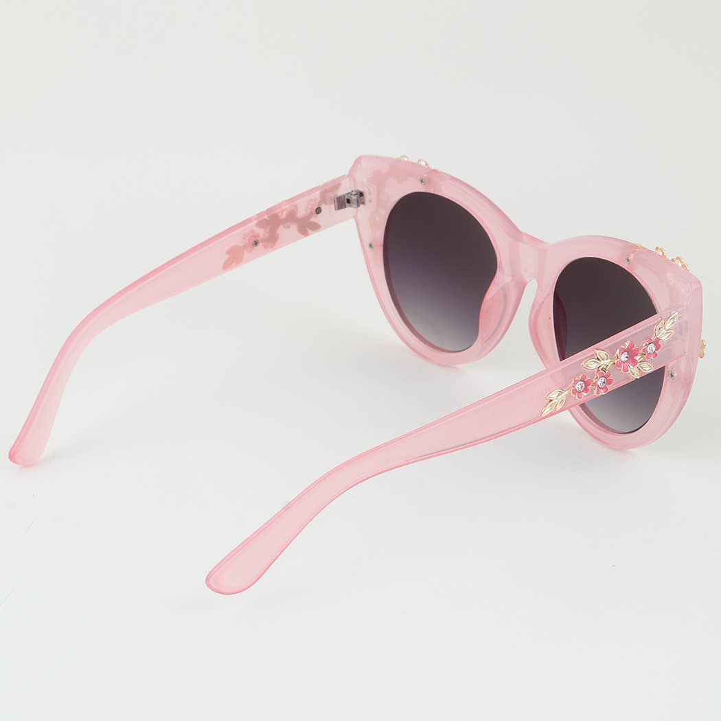 Bedazzled Flower Cateye Sunglasses: MIX