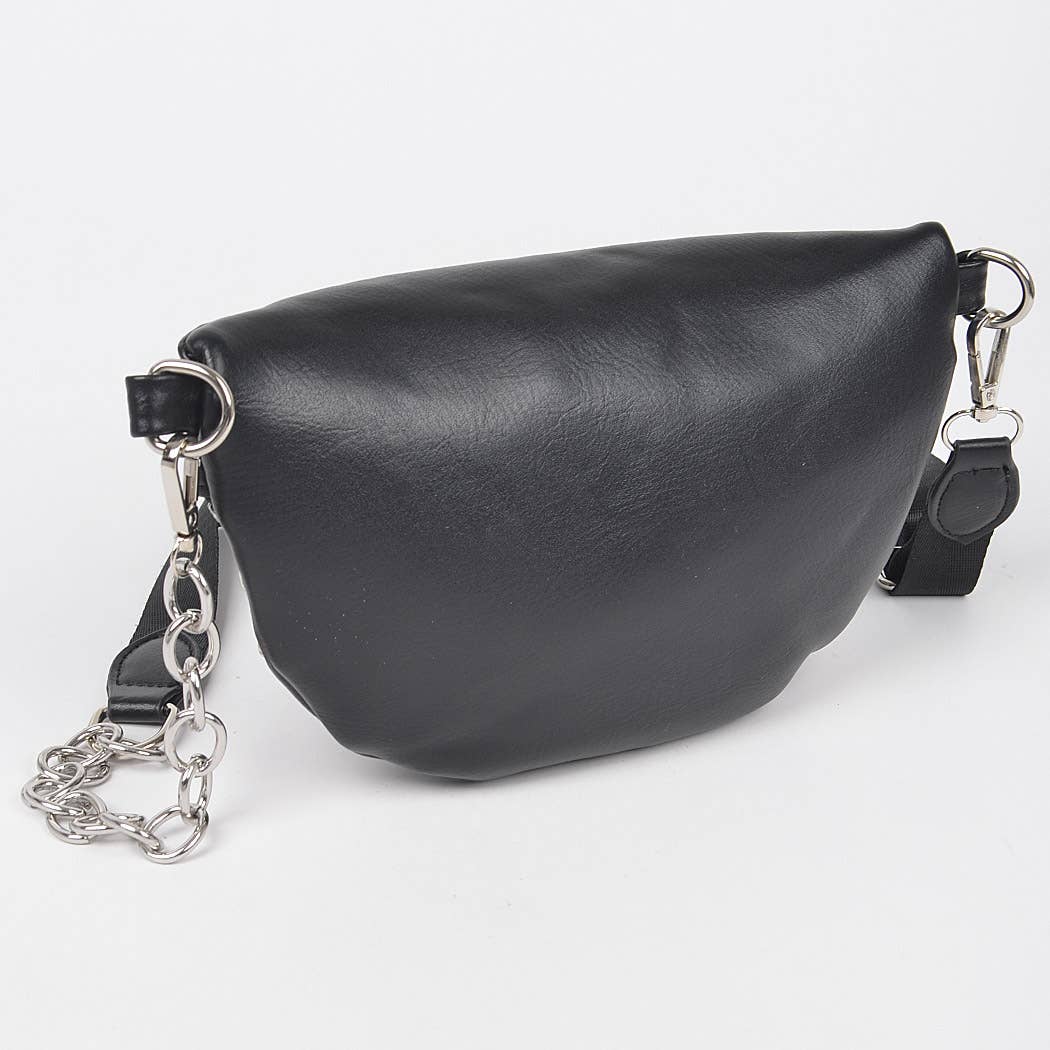 Studded Chain Fanny Pack: White