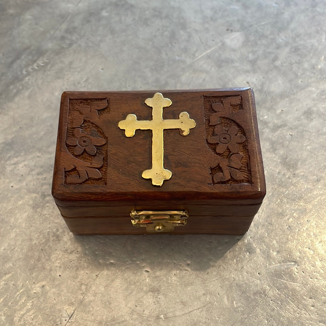 Brass Cross Wood Box – Strange Love Shop