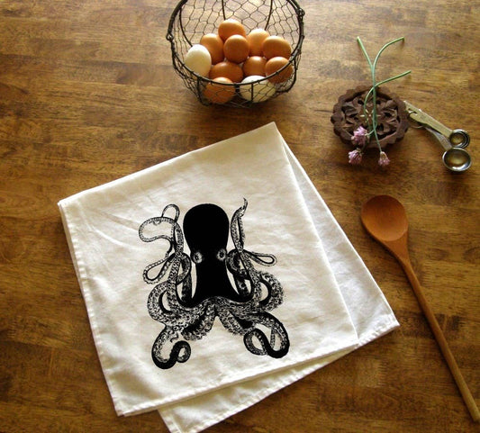 Octopus Kitchen Towel: Black