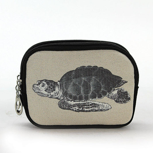 Vintage Print - Sea Turtle Wristlet on Canvas