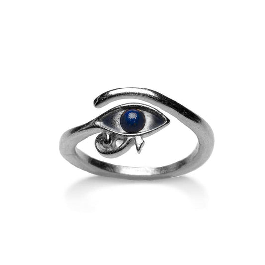 Eye of Horus Ring w/ Lapis, antiqued silver