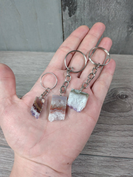 Amethyst Druze Slab Keychain